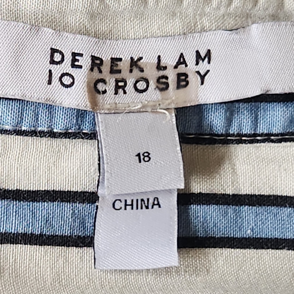 DEREK LAM 10 Crosby Striped Twist Waist Shirt Dress - Size 18 - Picture 13 of 14